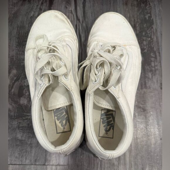 Vans size 8, white old skool canvas sneakers, skate shoes, gently worn - Picture 4 of 6